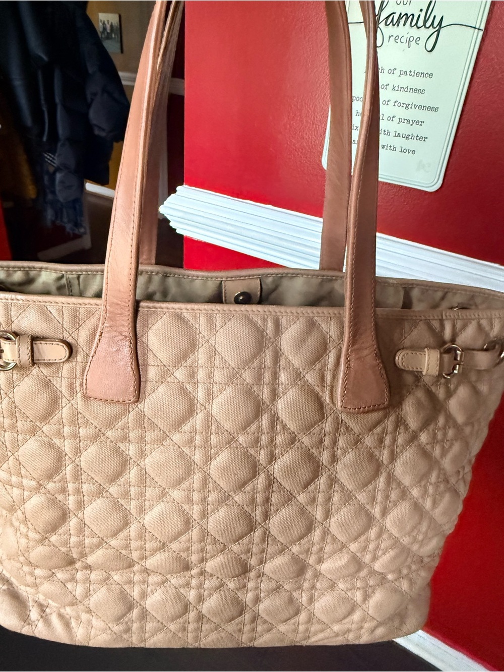 Dior Quilted Beige Tote Bag with Gold Hardware - Picture 14 of 14